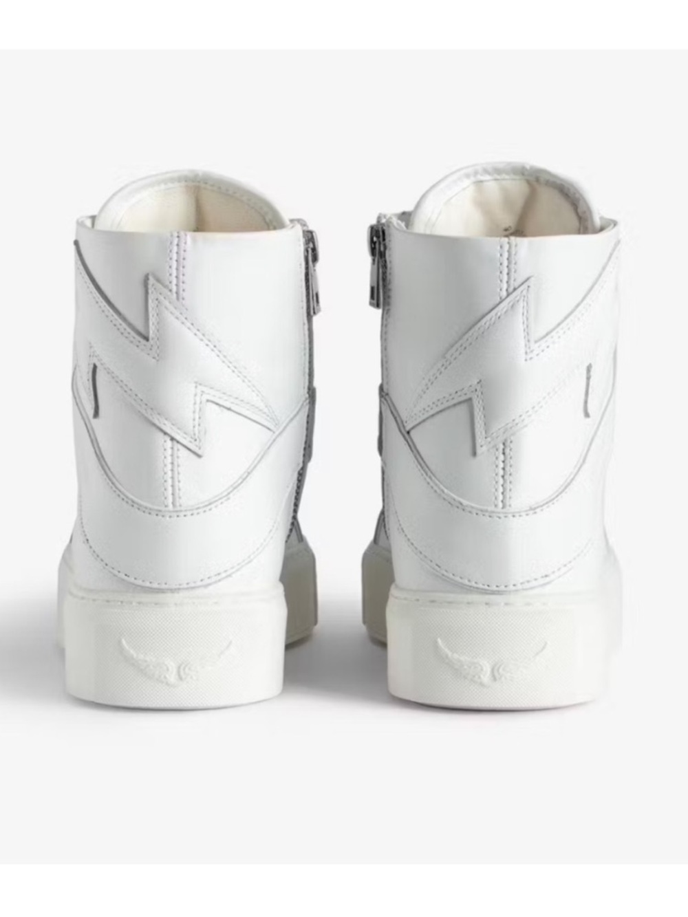 Zadig & Voltaire $498 White High Flash High-Top Leather Sneakers with Side Zip - Picture 3 of 7